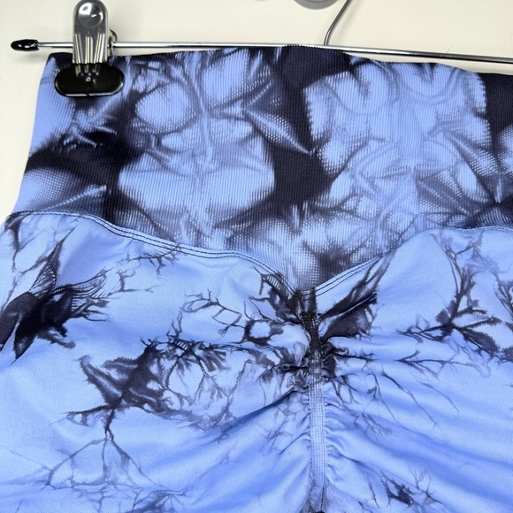 Blue & Black Tie-Dye Scrunch Butt Biker Compression Shorts Lifting & Slimming - Picture 5 of 6